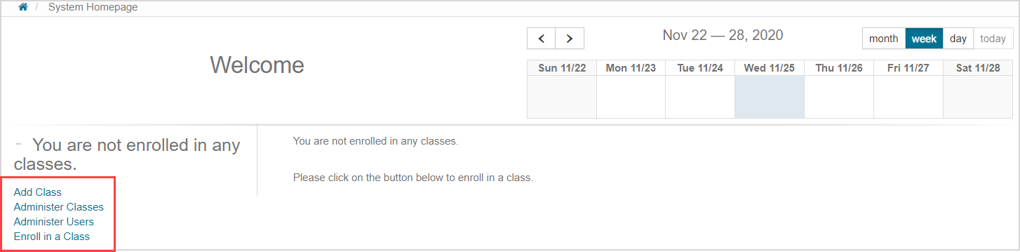 Navigate the instructor System Homepage