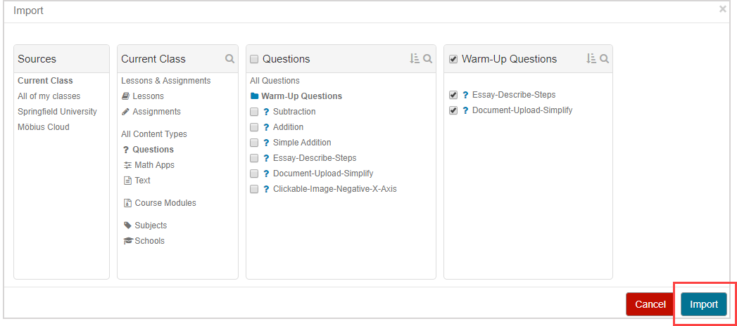 Create a question group for an assignment