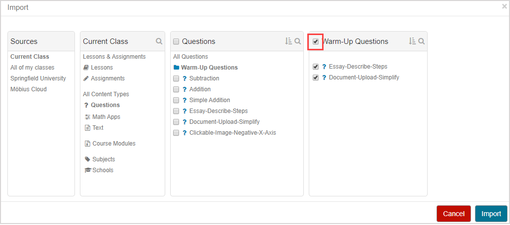 Create a question group for an assignment