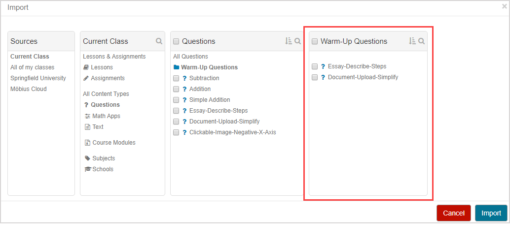 Create a question group for an assignment