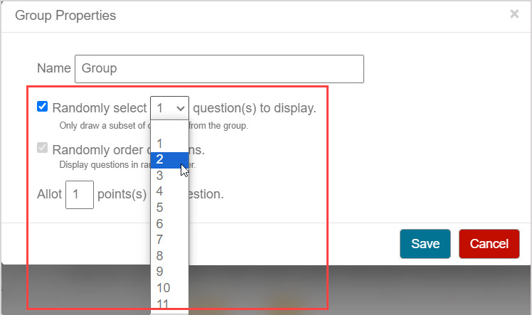 Create a question group for an assignment