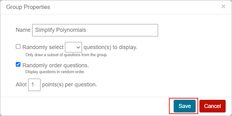 Create a question group for an assignment