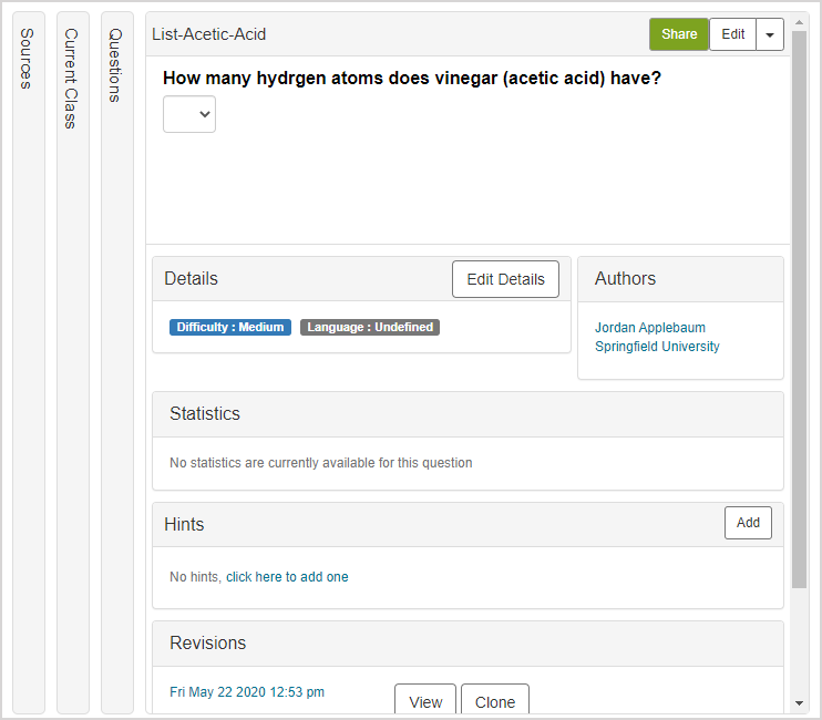 No subjects associated with content The Subjects heading is hidden on the Content Summary pane.