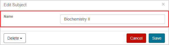 Edit Subject name In the Edit Subject dialog, the name field is highlighted.