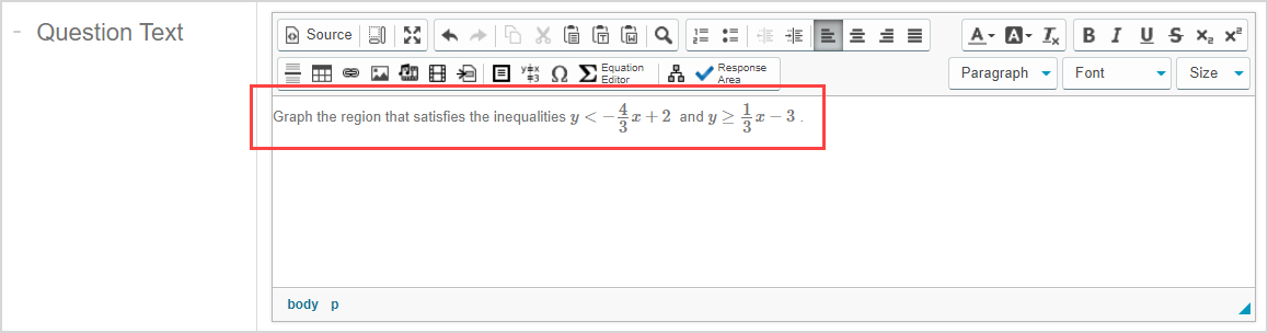 The two inequalities are shown in the full question statement in the Question Text pane.