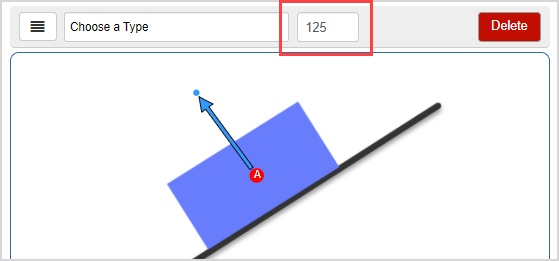 The numerical value of the drawn angle appears in the angle field to the right of the Choose a Type drop-down menu.