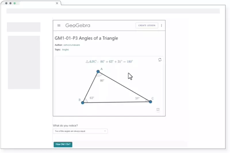 Animation showing a Geogebra Math app within Möbius