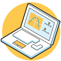 gif of laptop illustration with an interactive math application for online STEM learning